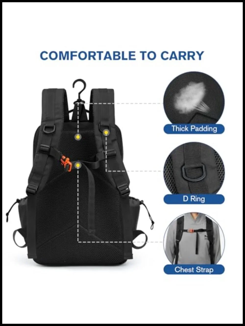 Large Pickleball Backpack Fits 2-6 Paddles Tactical Style with Fence Hook